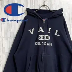 古着 チャンピオン ベール・コロラド ビッグプリント ジップアップパーカー L