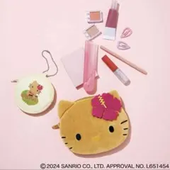 sweet 8月号 付録 日焼けハローキティ 顔型ポーチ＆バッグポーチチャーム