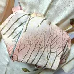大人の兵児帯ハンドメイド澪No2503着物リメイク正絹木の枝模様 ピンク系