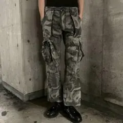 00s y2k レースリボン ライン 迷彩 カーゴパンツ ギャル グランジ コア 