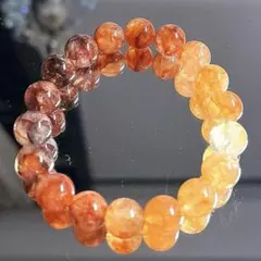夕焼けオレンジ レッドファントムクォーツ 天然石ブレスレット金運上昇 活力アップ