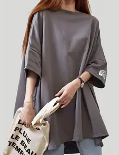 接触冷感Tシャツレディース 半袖ゆったりおしゃれ フリーサイズ Tシャツ グレー
