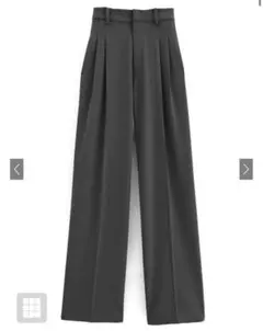 GRLタックセンタープレスストレートワイドパンツ［ai36］ Sサイズグレー