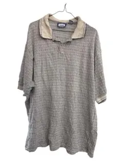 PREMIER メンズ　ポロシャツ　3L ブラウン系　古着　個性派柄