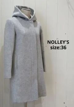 ノーリーズ NOLLEY'S ビクトリアラム フード付コート 定番 グレー 36のサムネイル