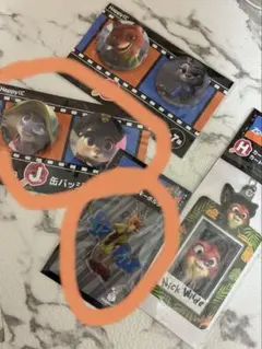 ズートピア Happyくじ 缶バッジ　アクリルキーホルダー ニック ジュディ