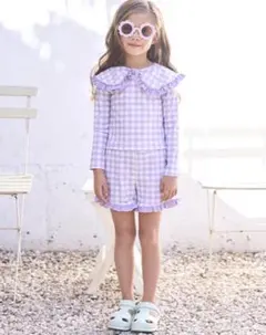 新品未使用　リセマイン　総柄襟付きフリルラッシュガード&ズボン