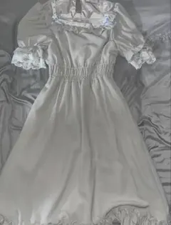 Ank Rouge グレー フリル 半袖ワンピース