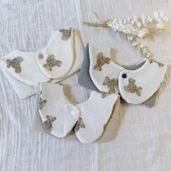 スタイ　ガーゼくま生地✖️ガーゼヌビ　bib　スタイ