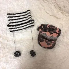 猫耳ボーダーニット帽と迷彩キャップの2点セット