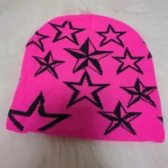 ビーニー ニット帽 ワッチキャップ ワッチ　ピンク　スター　星　男女兼用