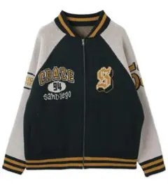 WEGO ジャガードニットスタジャン 緑