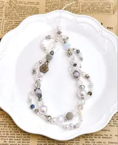 ハンドメイド　ビーズストラップ　キーホルダー　アクセサリー　携帯　スマホ　レジン