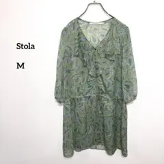 Stola. ペイズリー柄 七分袖ペイズリーフリルブラウス M 38 d890のサムネイル