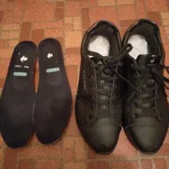 ルコックスポルティフ 合成皮革スニーカー 23.5 黒 ブロンズ ★訳アリ爪先傷