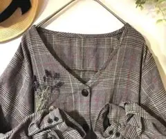 Radarista★ワンピース　チェック　羽織り　バルーン袖　迅速発送　春