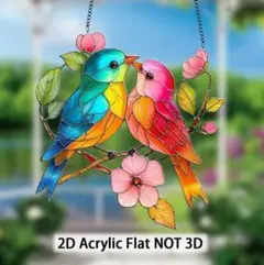 仲良し　小鳥さん　アクリル看板１８６　インテリア雑貨　ステンドグラス風　北欧