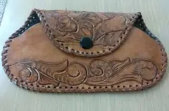 手作りレザー メガネケース 花柄
