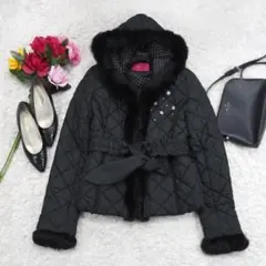 G9474*ピンキーガールズ☆ファー☆中綿☆キルティング☆ジャケット☆黒☆M.