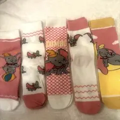 週末セールダンボ キャラクターソックス 5足セット