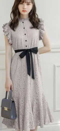 【新品・未使用品】GRLリボンベルト付きマーメイドレースワンピース　⭐︎最終価格⭐︎