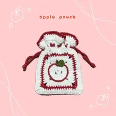 リンゴの刺繍入り巾着袋