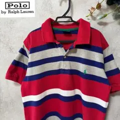 90s ラルフローレン ラガーシャツ L 太ボーダー オレンジ 紫 襟