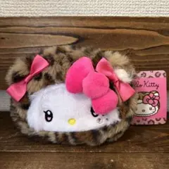 （新品未使用）サンリオ　ミニフェイスポーチ　ヒョウ柄　ハローキティ