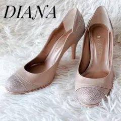 【美品】DIANA　ラメグリッター　フラワーカットパンプス　　vibramソール