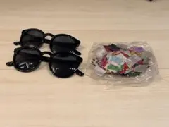 黒 ラウンドサングラス 2個セット