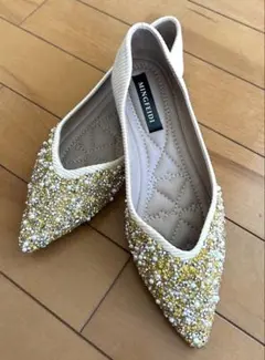 お値下げ‼️フラットパンプス　ビーズ　パール　キラキラ　22.5cm 結婚式