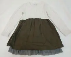 ブランシェス　110サイズ　ニットトップスワンピース　アイボリー×グリーン