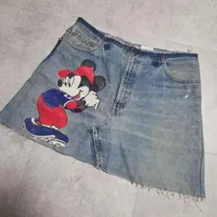 デニムミニスカート★リーバイス　ミッキーLサイズ★　リメイク　ビンテージ