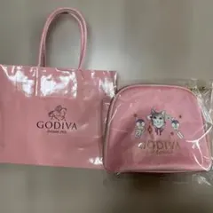 GODIVA ポーチ ピンク 猫柄　ショッパー付きのサムネイル