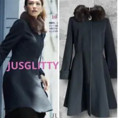 JUSGLITTY ファーコート くびれ　ブラックウール アンゴ　卒挙式