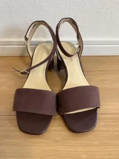 オデットエオディール ストラップサンダル ブラウン チャンキーヒール