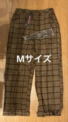 ROMWE ブラウン チェック柄 ズボン パンツ 制服コーデ ベルト付きのサムネイル