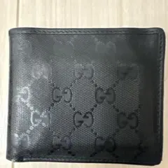 Gucci ブラック 二つ折り財布 GGパターン