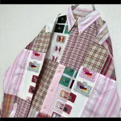 Karl Helmut 花柄チェック パッチワーク フード シャツ ピンクハウス Karl Helmut 花柄チェック パッチワーク フード シャツ ピンクハウス