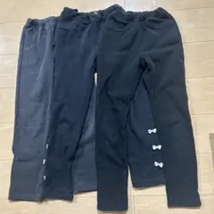 黒いリボン付きフリースパンツ3点セット