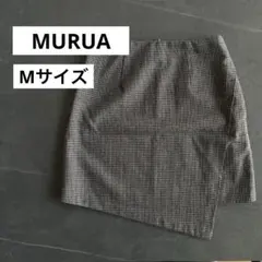 【MURUA】スカート 千鳥柄 ハイウェスト アシンメトリー M ブラウンのサムネイル
