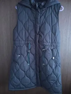 キルティンロングベスト　ブラック