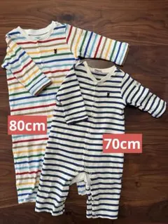 MIKIHOUSE ストライプロンパース 70cmと80cm 2枚セット