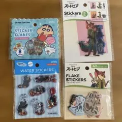 クレヨンしんちゃん・水に強いステッカー・フレークステッカー　4種