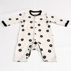 花柄ロンパース スムースフラワーモチーフ長袖プレオール ブラック 60-70