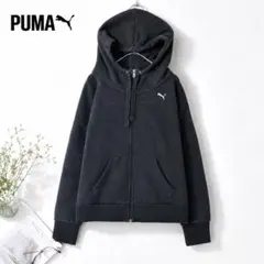 PUMA プーマ フルジップパーカー 裏起毛 XS 黒 ロゴ刺繍 スポーティーのサムネイル