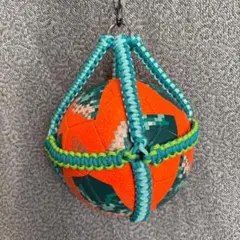 ハンドメイド ボールホルダー サッカーボール入れ 収納 上部リング使用