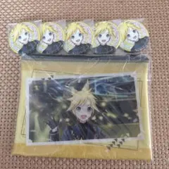 プロセカ　鏡音レン　ポーチ　缶バッチ