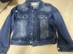 ダメージ加工デニムジャケット ダークブルー