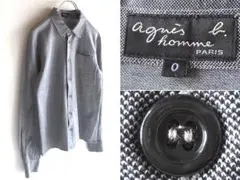 美品 agnes b. homme ストレッチ鹿の子シャツ 0 チュニジア製
